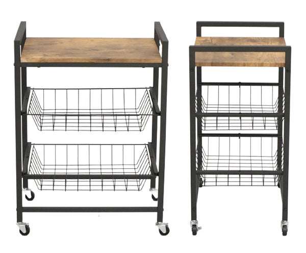 キッチンワゴン キッチンラック キャスター付き オープンラック 幅54 奥行き39.5 高さ70.5 三段 3段 収納 コンパクト スリム ヴィンテージ 北欧 アンティーク ストッカー(代引不可)