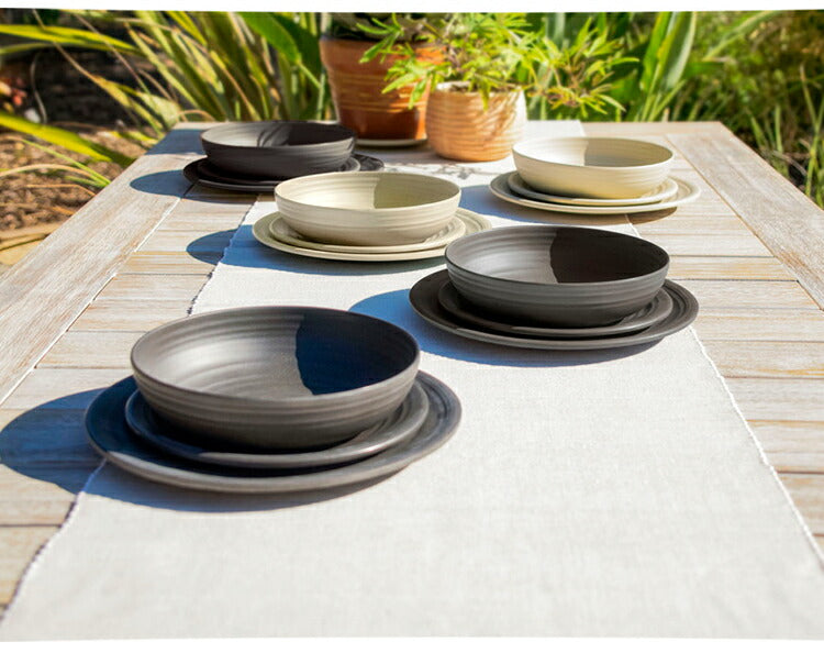 planta アーティザン 12点セット バーチ&グレー メラミン食器 割れにくい おしゃれ 食洗機対応 ボウル お皿 深皿 可愛い 電子レンジ不可 食洗機対応 食器セット プレート(代引不可)