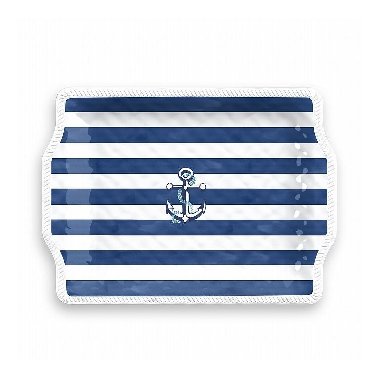 ノーティカルアンカー ハンドルトレイ 43cm ターホン TarHong トレー 43cm プレート 持ち手付きトレイ お盆 メラミン食器 割れにくい おしゃれ 食洗機対応 パーティー 大皿 可愛い(代引不可)