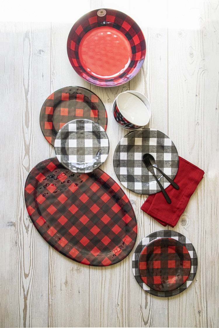 ヴィンテージ バッファローチェック サラダプレート 22cm レッド ターホン TarHong メラミン食器 22cm 割れにくい おしゃれ 食洗機対応 プレート お皿 ワンプレート 可愛い 電子レンジ不可 食洗機対応(代引不可)