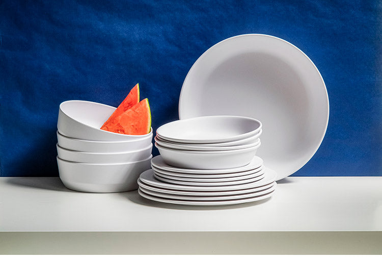 エッジマットホワイト 17点セット ターホン TarHong メラミン食器 割れにくい おしゃれ 食洗機対応 ボウル お皿 深皿 可愛い 電子レンジ不可 食洗機対応 ホワイト 食器セット プレート ボウル(代引不可)