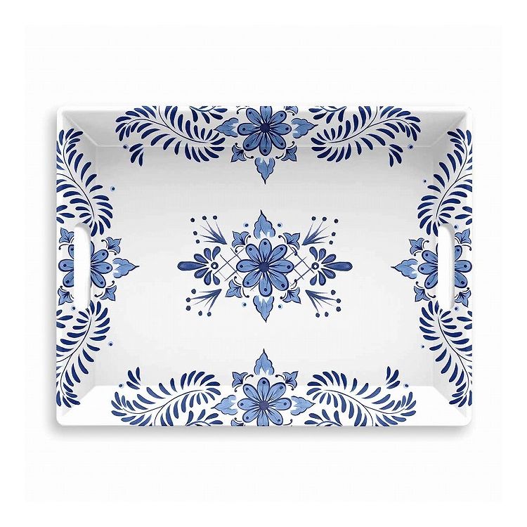 コバルトカシータ 持ち手付サーバートレイ 49cm ターホン TarHong トレー 50cm プレート 持ち手付きトレイ お盆 メラミン食器 割れにくい おしゃれ 食洗機対応 パーティー 大皿 可愛い 電子レンジ不可(代引不可)