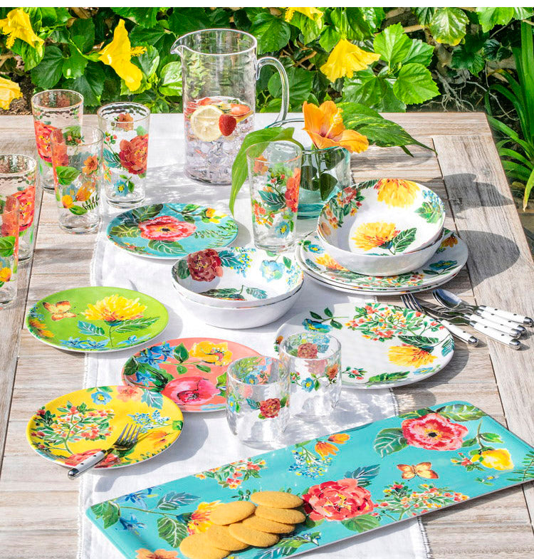 ガーデンフローラル 10点セット メラミン食器 割れにくい おしゃれ 食洗機対応 ボウル お皿 可愛い 電子レンジ不可 食洗機対応 食器セット プレート(代引不可)