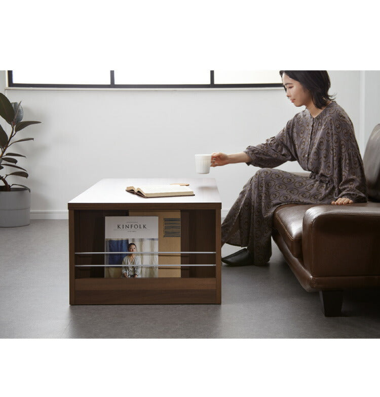 センターテーブル 完成品 大容量収納付き 幅100 ローテーブル 隠しキャスター 引出し 棚付き リビングテーブル コンクリート HORNET ホーネット ISSEIKI 一生紀(代引不可)