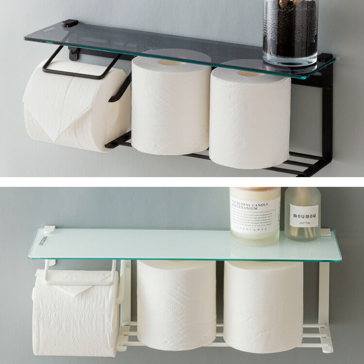 トイレットペーパーホルダー おしゃれ スタイリッシュ 落下防止 トイレットペーパー置き 壁掛け ヴィンテージ 収納付き 棚付き 天然木 アイアン