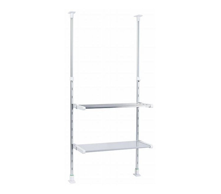 突っ張り棚 2段 折りたたみ棚 折り畳み棚 キッチンラック 突っ張りラック つっぱりラック キッチン収納 キッチンラック 壁面収納 シンク収納 シンプル(代引不可)