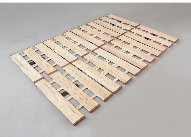 天然木 桐製 4つ折りすのこベッド ダブル 幅140 布団も干せる 軽量 折りたたみベッド 薄型 すのこベッド 4つ折れ式 4つ折りタイプ 木製 ベッド コンパクト 省スペース(代引不可)