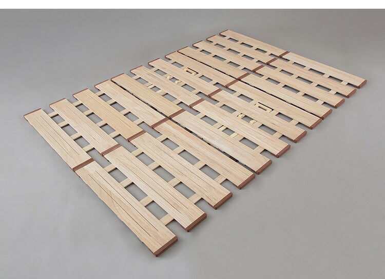 天然木 桐製 3つ折りすのこベッド ダブル 幅140 軽量 折りたたみベッド 薄型 すのこベッド 3つ折れ式 3つ折りタイプ 木製 ベッド コンパクト 省スペース(代引不可)