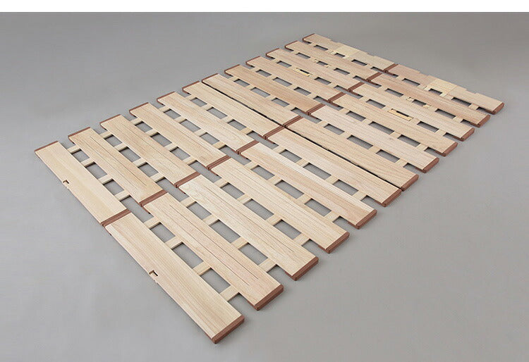 天然木 桐製 2つ折りすのこベッド ダブル 幅140 布団も干せる 軽量 折りたたみベッド 薄型 すのこベッド 2つ折れ式 2つ折りタイプ 木製 ベッド(代引不可)