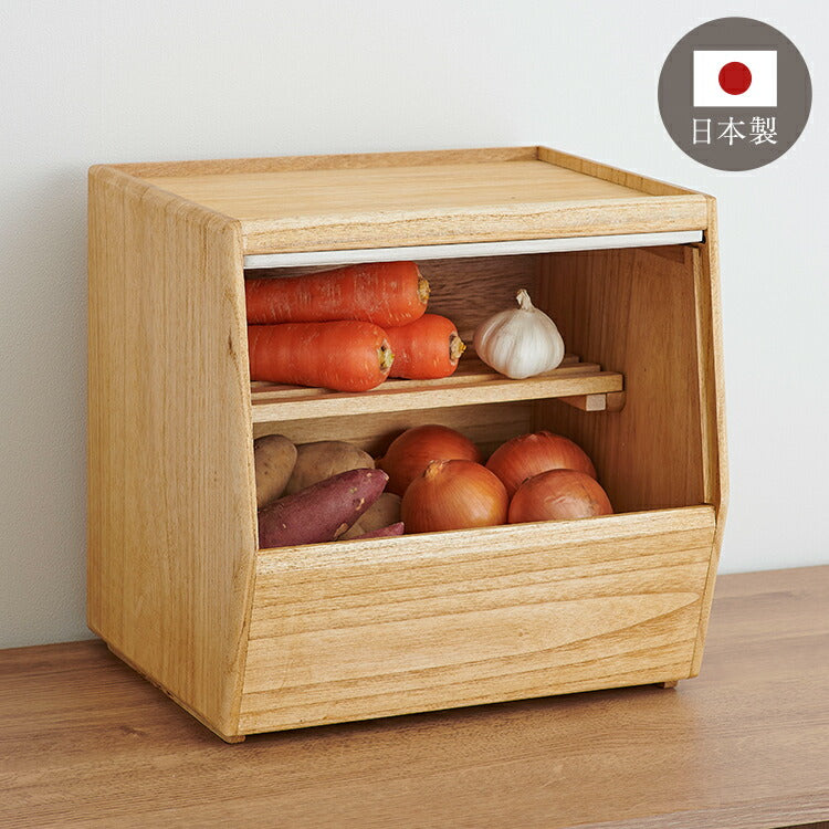 木製 桐 収納ボックス 仕切り付き 小物入れ 収納庫に、デスク横にもCD収納 kirisai 日本製 桐のやさい櫃 野菜ストッカー すのこ棚板付き 桐 木製