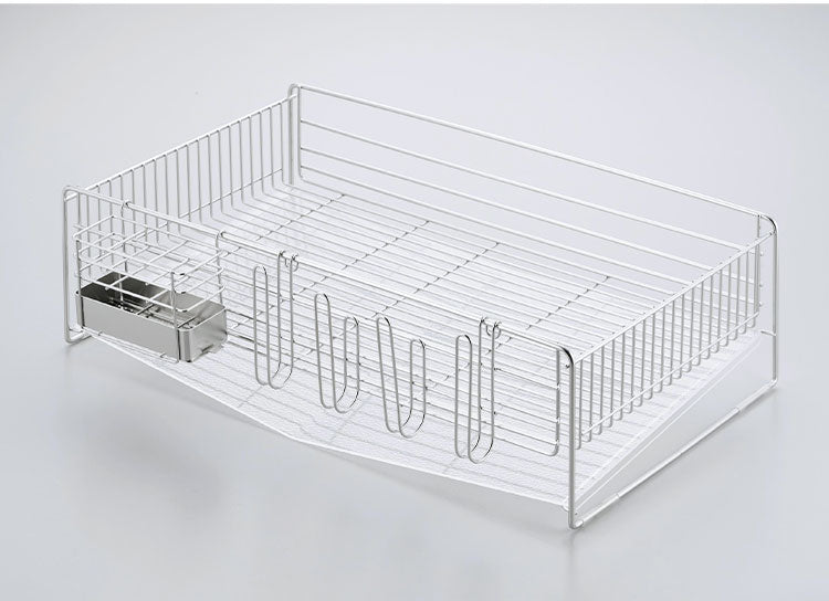 下村企販 日本製 燕三条 水切りラック ワイド アクリルトレーの水切り 幅33 奥行54 箸立て・グラス立て 付属 シンクサイド 水が流れる 水切りかご アクリルトレー 透明 おしゃれ