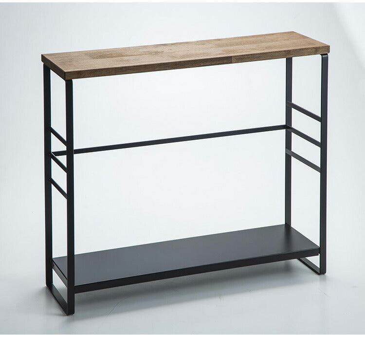 下村企販 日本製 燕三条 ラバーウッドキッチンラック 棚板1段 スリム カウンター上収納 ディスプレイラック 飾り棚 調味料ラック スパイスラック ステンレス キッチンラック