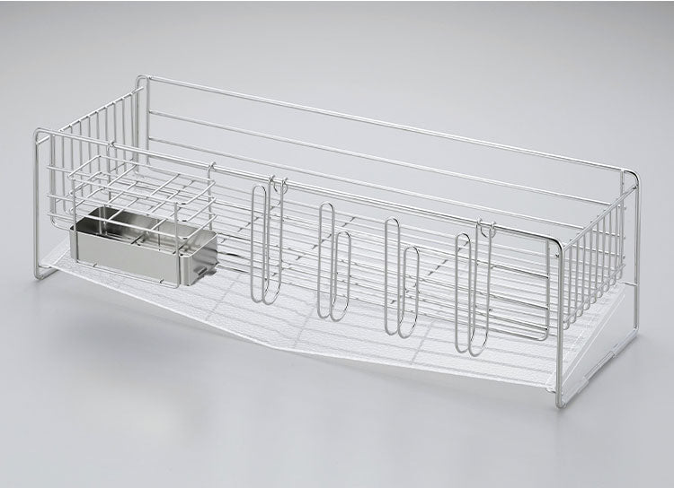 下村企販 日本製 燕三条 水切りラック スリム アクリルトレーの水切り 幅19 奥行54 箸立て・グラス立て 付属 シンクサイド 水が流れる 水切りかご アクリルトレー 透明 おしゃれ