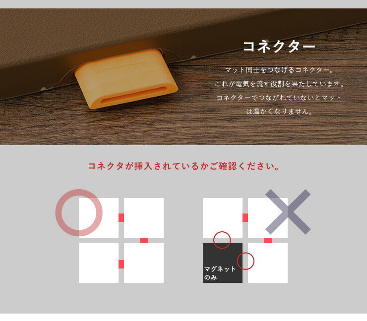 コネクター 単品 サーモスクエアマット カラーマット ホットマット 電気マット 防水 電気カーペット ジョイントマット