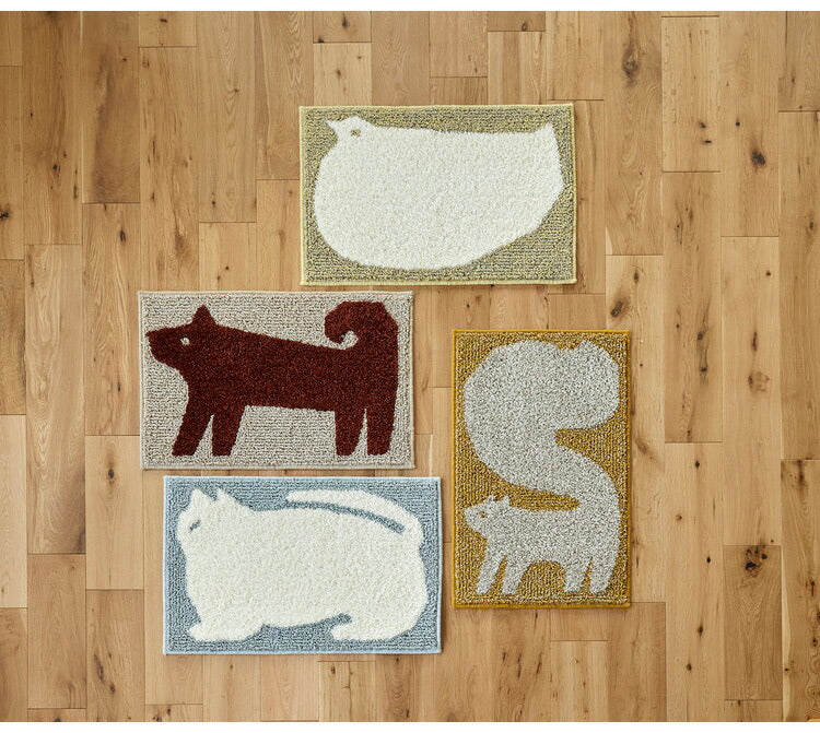 日本製 ラグ 45×70cm 滑り止め アニマット アニマル柄 動物柄 ポチ タマ リス ウズラ 国産 スミノエ Suminoe 北欧 かわいい おしゃれ(代引不可)
