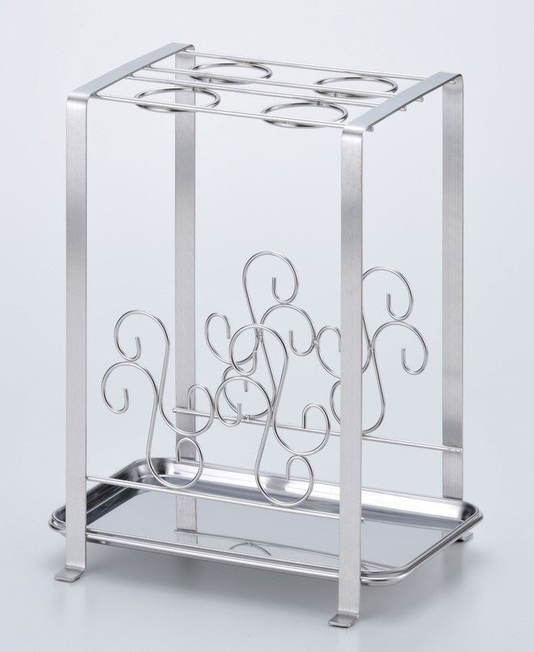 日本製 燕三条 ステンレス製 エレガント傘立て おしゃれ 外して洗えるトレー付き 傘立てスタンド 可愛い かわいい アンブレラスタンド 玄関収納 スリム AK-120 省スペース(代引不可)