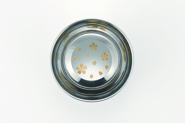 18-8ステンレス二重構造ヘアライン仕上 さくらぐい呑み(代引不可)