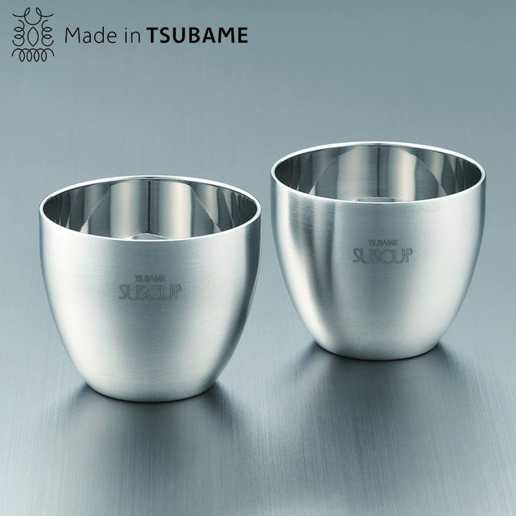 18-8ステンレス二重構造ヘアライン仕上 さくらぐい呑みペア(代引不可)