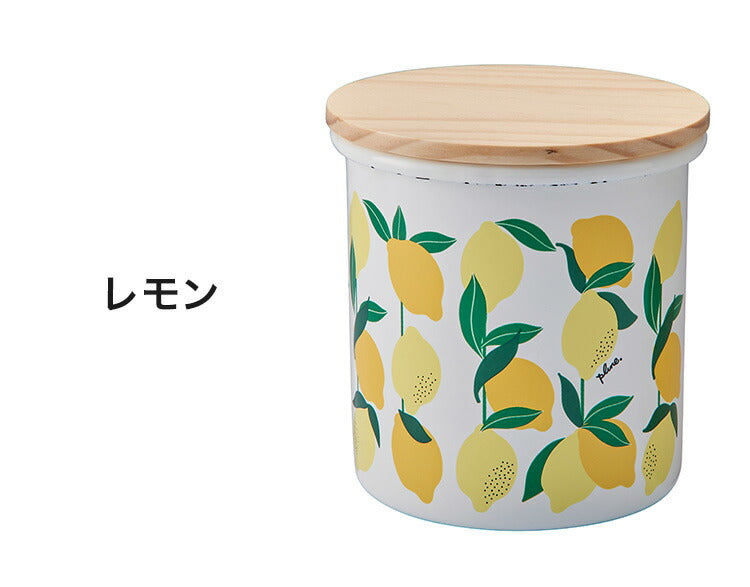 プルーン ホーローキャニスター レモン 猫 キュート プチホーロー食器 ミミ ココ モモ 丸い チャーミング 日本製(代引不可)