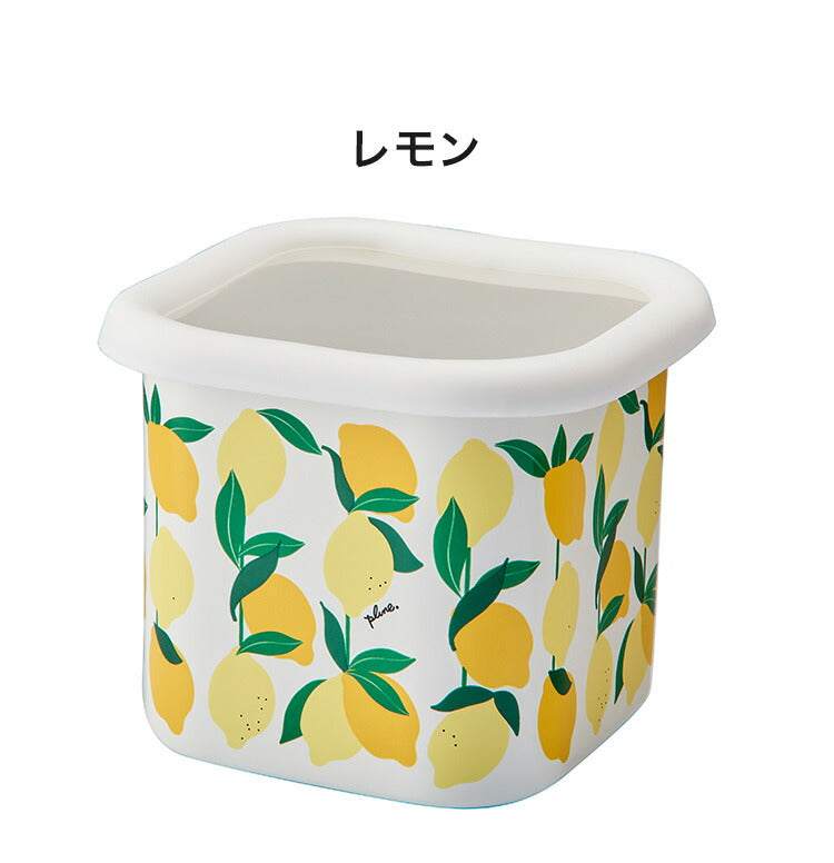 プルーン ホーローキューブストッカーS レモン 猫 キュート プチホーロー食器 ミミ ココ モモ 丸い 日本製(代引不可)