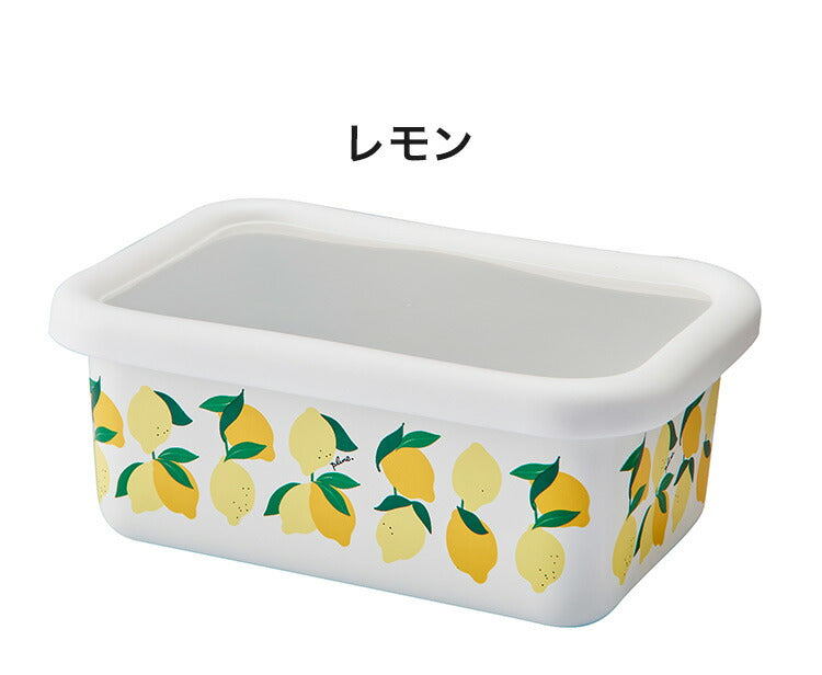 プルーン ホーローレクタングルストッカーM レモン 猫 キュート プチホーロー食器 ミミ ココ モモ 日本製(代引不可)