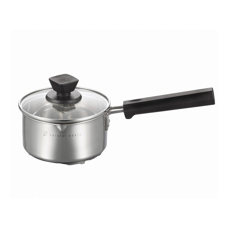 ミニ片手鍋 ガラス蓋付 14cmタイプ 両口付 片手鍋(代引不可)