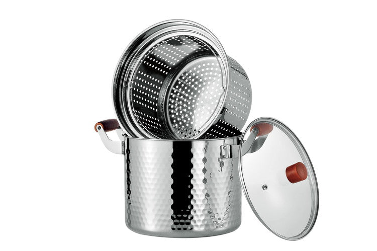 パスタ鍋 22cm 鍋 IH対応 ガス火OK パスタポット パスタパン 満水容量 6.7リットル ステンレス製 ぱすた&めんぽっと 22cm なべ ナベ お鍋 化粧箱入り(代引不可)