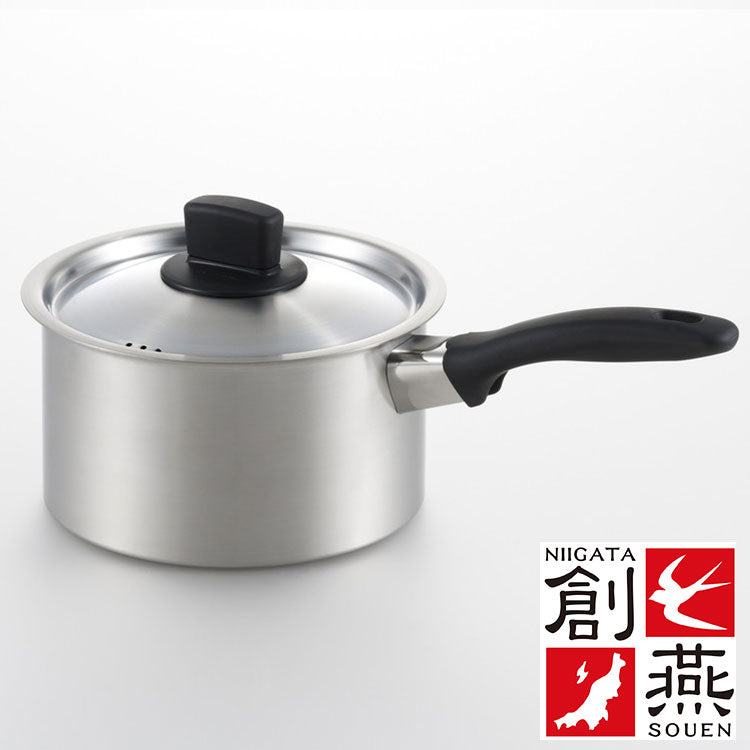 創燕 ステンレス製 IH 200V対応 片手なべ 18cm 日本製200 H電磁調理器対応 SG認定製品(代引不可)