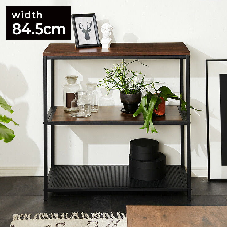 在庫処分】スチールラック 3段 幅85cm 奥行40cm 高さ84cm 木目