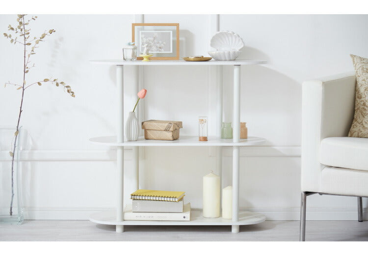 楕円型 オープンラック 組み立て簡単 おしゃれな大理石柄 幅80 3段 ラック システムラック おしゃれ かわいい 韓国インテリア オープンラック 楕円型 棚 シェルフ ディスプレイラック 多目的ラック