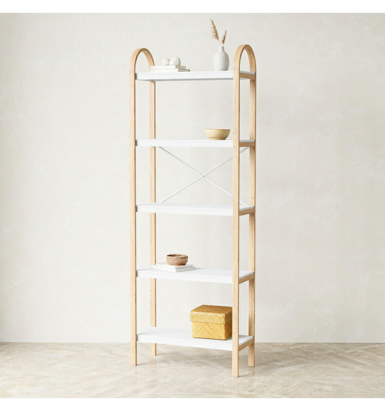 シェルフ おしゃれ オープンシェルフ オープンラック 5段ラック ホワイト ナチュラル アンブラ ベルウッド 天然木 インテリア 雑貨 デザイン レイアウト ギフト プレゼント(代引不可)