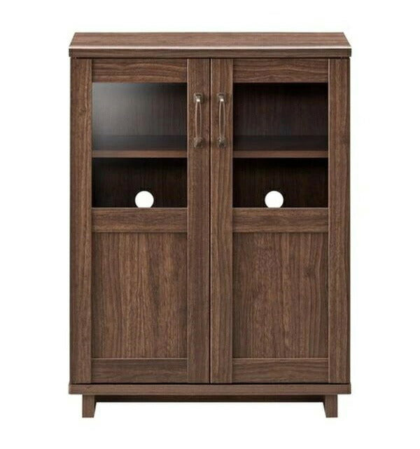 コサロ キャビネット ガラス 木目調 収納 幅58.7 コンパクト スリム リビング 和風 木製 大容量 おしゃれ ヴィンテージ アンティーク 和室(代引不可)