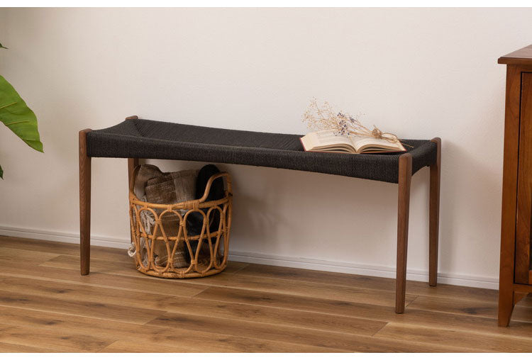 ペーパーコードベンチ ベンチ チェア イス 椅子 いす ペーパーコード 天然木 アッシュ ウレタン塗装 ブラック 黒 シンプル ナチュラル 北欧 シック インテリア 一人暮らし おしゃれ(代引不可)