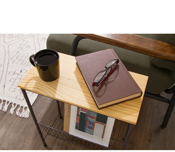 サイドテーブル 幅40cm 高さ50cm ナイトテーブル アイアン 木製 机 つくえ 小さいテーブル 小型テーブル おしゃれ 収納 ラック(代引不可)