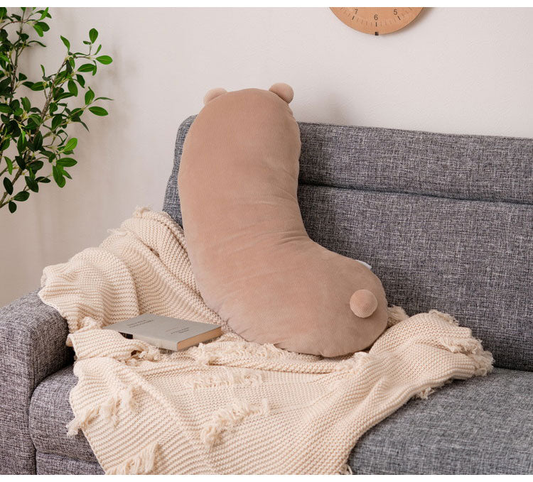 ボディピロー クッション ボディピロー おしゃれ 北欧 アニマル 動物 かわいい ベージュ ダークグレー グリーン コーデュロイ しっぽ 耳 尻尾 ベッド ソファ シンプル 枕 足枕 腰当て 肘置き(代引不可)