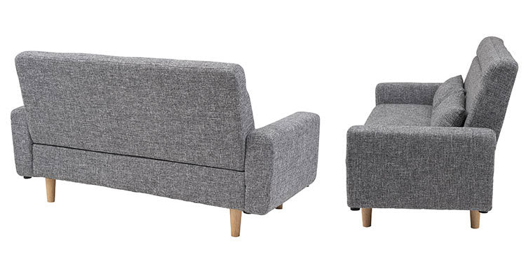 ソファ 2WAY ローソファ クッション付き 幅150cm 2人掛け 3人掛け 2.5人掛け おしゃれ シンプル モダン グレー ベージュ ファブリック 布製 アームソファ 肘あり 肘置き 木フレーム ロータイプ(代引不可)