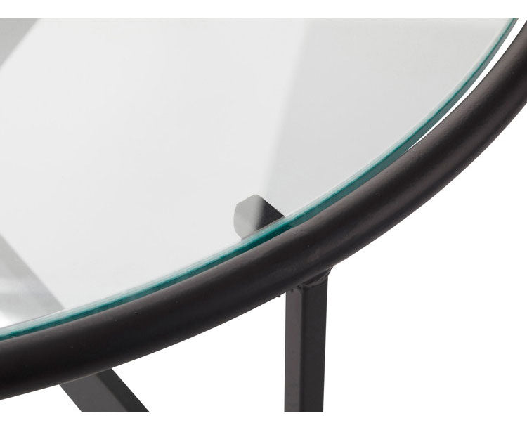 ガラステーブル 幅60cm リビングテーブル ラウンドテーブル 丸型 円形 サイドテーブル ガラス ローテーブル センターテーブル アイアイン 室内 おしゃれ シンプル 異素材(代引不可)