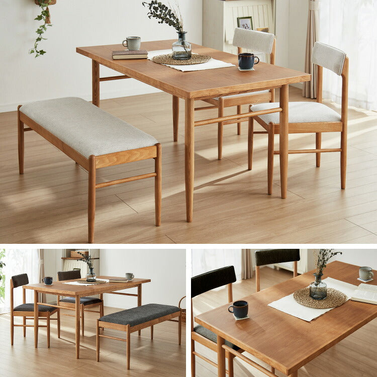 ダイニング4点セット ダイニングテーブル ダイニングチェア2脚 ダイニングベンチ1台 天然木 ダイニングセット おしゃれ 北欧 木製 4人用 新生活 四人用 4人掛け(代引不可)
