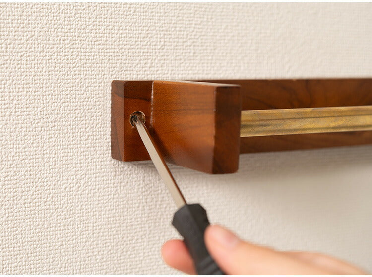 タオルハンガー チーク バータイプ タオル掛け タオルホルダー 壁掛け 収納 収納棚 木製 天然木 ブラウン チーク材 木 おしゃれ シンプル ナチュラル 北欧 カントリー カントリー調 ゴールド(代引不可)