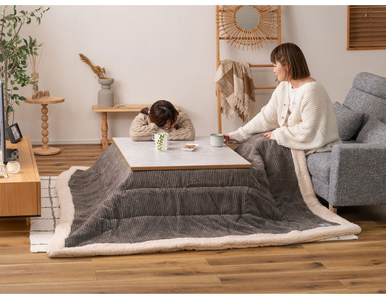 フラットヒーターコタツ こたつ フラットヒーターこたつ テーブル センターテーブル 北欧 おしゃれ 韓国インテリア 大理石調 木製 天然木 フラットヒーター オールシーズン シンプル 継脚 高さ変更(代引不可)