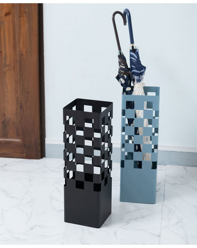 傘立て 傘立て シンプル アンブレラスタンド 傘入れ 玄関 かさ 収納 スチール 四角 長方形 コンパクト スリム ブルーグレー チェック スッキリ おしゃれ インテリア 北欧 新生活 省スペース(代引不可)