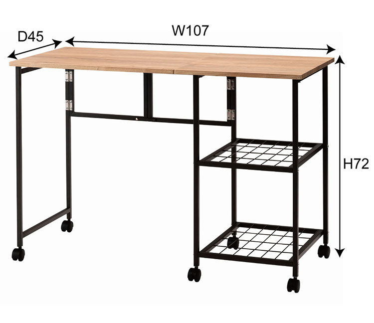 バタフライデスク 北欧 おしゃれ シンプル デザイン 棚 ナチュラル デスク オープンラック 1台2役 2WAY テーブル 多機能 サイドテーブル ワゴン キャスター付き 目隠し収納 スチール 広々天板 作業台(代引不可)