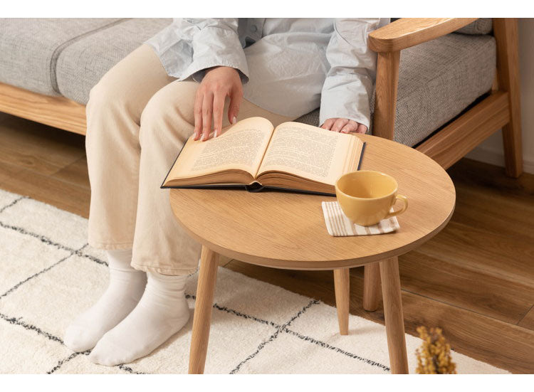 サイドテーブル 幅45cm 3本脚 円形 ラウンド ネストテーブル テーブル コンパクト 省スペース シンプル ナチュラル 北欧 かわいい おしゃれ 丸型 ラウンド 木製 天然木 一人暮らし ソファ(代引不可)
