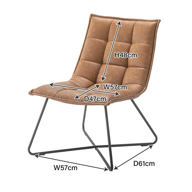 ソフトレザー レザー調 フロアチェア 椅子 イス チェア アイアン脚 レトロ カフェインテリア モダンデザイン デザイナーズ家具風 キャメル ブラウン リクライニングチェア(代引不可)
