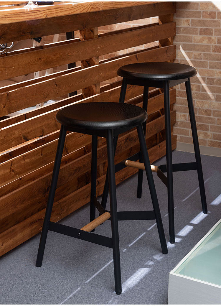 ハイスツール 高さ74cm チェア カウンターチェア 天然木 スチール ブラック シンプル デザイン 個性的 おしゃれ 北欧 インテリア かわいい リビング ダイニング 円形 丸型 モダン 木製 ラウンド(代引不可)
