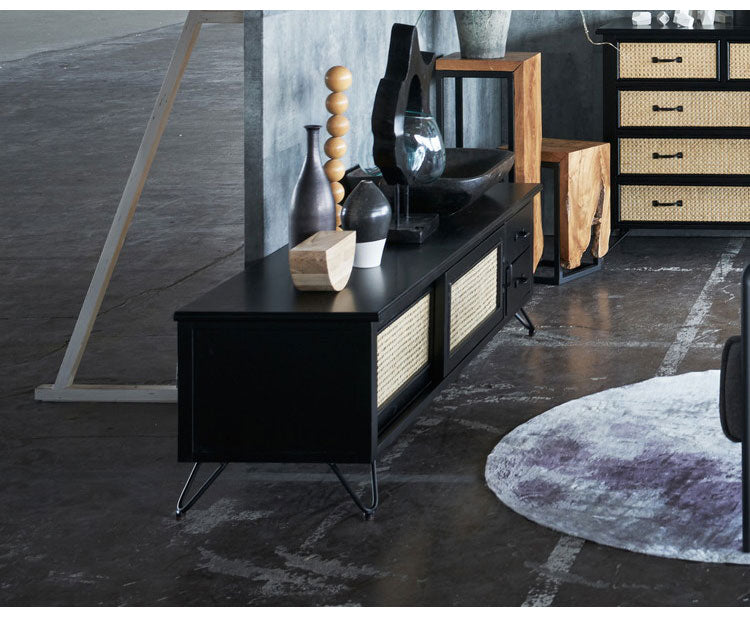 TVボード テレビボード TVボード ローボード 収納 AVラック ラタン 籐 ミンディ ナチュラル 木製 天然木 ブラック ベージュ おしゃれ メンズライク 北欧 韓国 インテリア おしゃれ 新生活(代引不可)