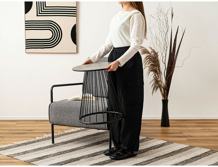 ラウンドテーブルS PT-340 東谷 テーブル ラウンドテーブル 丸 サイドテーブル ストーン柄 石目調 スチール アイアン 北欧 モダン インダストリアル シンプル カフェ おしゃれ リビング ソファ(代引不可)