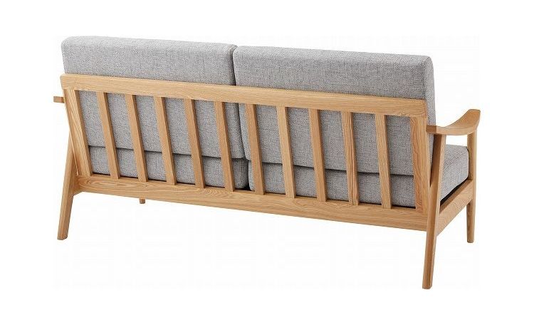 バッスム3人掛 ソファ グレー 完成品 クッション取り外し可 ソファー おしゃれ 家具 インテリア 天然木 アッシュ ウレタン塗装 ポリエステル コットン(代引不可)