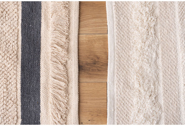 マット 幅50×奥行80cm 玄関マット ストライプ コットン 綿 ふわふわ かわいい おしゃれ 北欧 インテリア リビング ダイニング ナチュラル 手織り(代引不可)