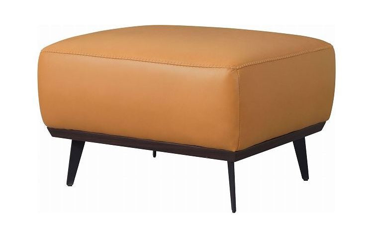 オットマン 1人掛け 1人用 ソファ ソファー チェア 足置き 本革 革 レザー スチール スタイリッシュ 高級感 上品 上質 ミッドセンチュリー ステッチ おしゃれ(代引不可)